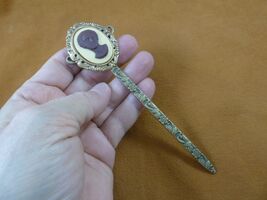 (CAX1-1) RARE African American LADY white + brown CAMEO Hairstick hair s... - $25.89