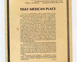 That Mexican Place Menu S Syracuse Denver Colorado 1990&#39;s - $27.72