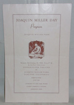 Joaquin Miller Day Program Booklet Joaquin Miller Park September 25, 1949 - £17.61 GBP