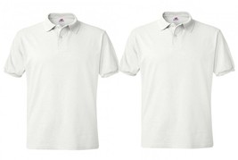 Hanes White Mens 4X-Large EcoSmart Jersey Polo Short Sleeve Casual Shirt 2 Pack - £13.40 GBP