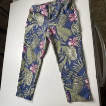 Chicos Size 2.5 Pants Camo Floral Print Ankle Blue Green Pink Zip 23” Inseam - $13.55