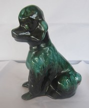 Vintage Blue Mountain Pottery BMP Green Glaze Poodle Figurine - £13.32 GBP