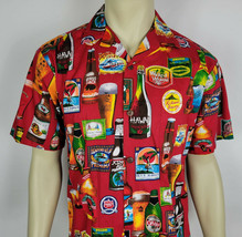 Hilo Hattie Hawaiin shirt short sleeve Camp Beer Bottles Mens Size S - $19.75