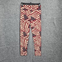 LuLaRoe Leggins Woman One Size 2-10 Red, Stripes And Stars Pattern Activ... - $9.04