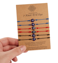 6 Pcs Set Evil Eye Nazar Bracelet Kabbalah Amulet 7 Knots Lucky Protection Uk - £3.86 GBP
