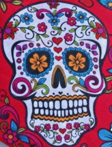 Day of the Dead: Sugar Skull Print (18&quot;x21&quot; Cotton Fabric) New. - £2.37 GBP