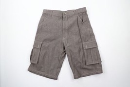 NOS Vintage 90s Streetwear Mens Size 38 Baggy Loose Fit Denim Cargo Shorts Brown - $79.15