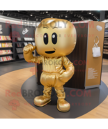 Gold Boxing Glove mascot costume character dressed with a Shorts and Mes... - £977.11 GBP