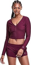 Champion Women&#39;s Ribbed Zip Front Cropped Cardigan Size L Dark Berry Purple - £19.41 GBP