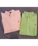 2 Ralph Lauren Button Up Shirt Men&#39;s Classic Fit Striped Sz L Logo Colla... - $54.20 CAD