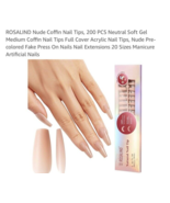  Deep Nude Coffin Nail Tips, 200 PCS Natural Brown Brown Nude Coffin Nai... - $5.82