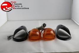 Guide Style Headlight Black LED Turn Signal Marker Lights Housings Amber... - $81.19