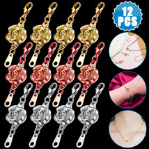12Pcs Magnetic Clasp Rose-Shaped Connector DIY Jewelry Necklace Locking Hook - £16.65 GBP