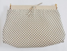 Whiting and Davis Clutch Handbag Purse Bag Ivory Mesh Gold Tone Trim VIN... - $38.85