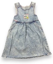 Vintage 80s 90s Lee Bib Overall Dress Girls Denim Blue Jean Jumper Pink ... - $19.31