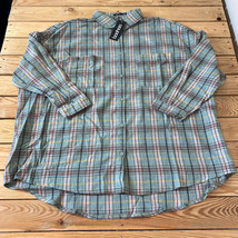boohoo NWT women’s oversized check button up shirt size 10 sage O3 - £9.94 GBP