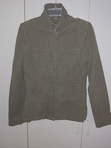 DKNY JEANS LADIES LS BUTTON LT. ARMY GREEN CORDUROY JACKET-L-100% COTTON... - $6.79