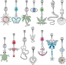 15PCS 14G Stainless Steel Belly Button Rings - £25.71 GBP