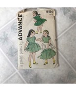 8155 ~ Vintage 50&#39;s Advance Sewing Pattern ~ Girls Party Dress &amp; Apron S... - $32.25