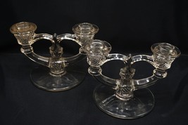 Indiana Glass Block and Rib # 370 Double Candlesticks - £38.91 GBP