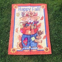 Happy Fall Scarecrow Porch Yard Flag Banner Wincraft Made In USA 27” X 36” - $14.80