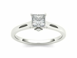 0.75Ct Simulated Diamond Solitaire Engagement Ring 14k White Gold Plated Silver - £101.98 GBP