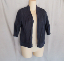 L.L.Bean sweater cardigan  cardi open Small navy blue  elbow sleeves 100% cotton - £13.06 GBP