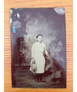 Antique 1800s Tintype Photograph Little Girl White Dress Button Up Boots... - £94.80 GBP