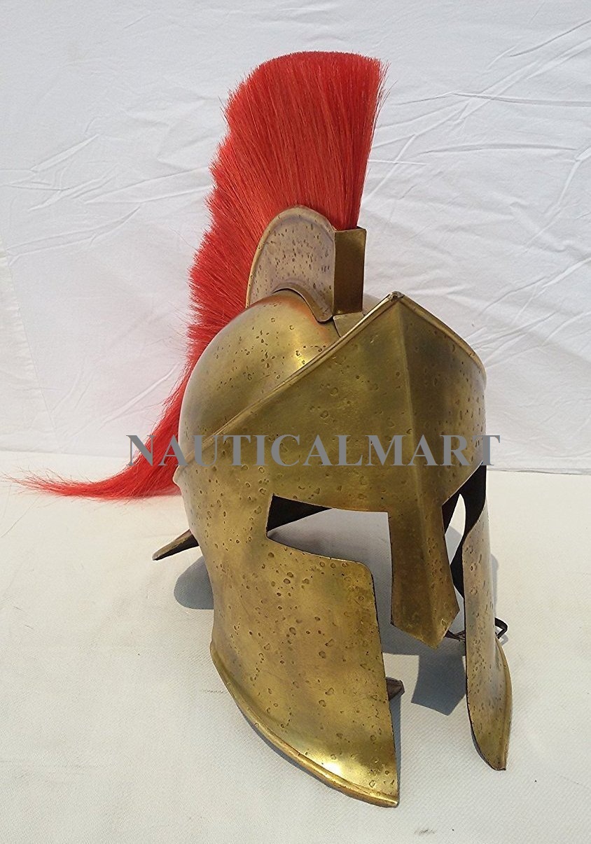 Medieval King Spartan Helmet With Red Plume Knight Halloween By Nauticalmart