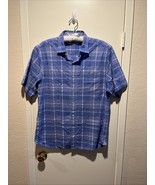 Tommy Bahama Shirt Mens Medium Blue Nova Wave Plaid Seersucker Short Sleeve - $40.29 CAD