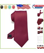 Stylish Solid Burgundy Tie for Men - 58&quot; Long, High-Quality Silk Fabric - $25.23 CAD