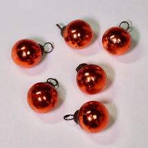 Dark Orange Halloween Vintage Mercury Glass Style Miniature Ornaments Set of 6 - £14.05 GBP