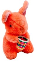 Fairview Salmon Easter Bunny Rabbit 9 inch Nylon Woven Basket Pink Eyes 1988 - £13.97 GBP