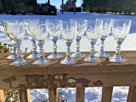 Signed Hawkes Wheat Pattern Sherry Glasses Set 10 AMERICAN Brilliant 5 1/4” 3 oz - £93.31 GBP