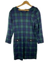 Vintage Black Watch Plaid Dress 90s Sheath Blue Green Tartan Check Sleev... - $1,322.68 MXN