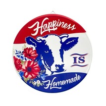 Pioneer Woman Cow Happiness is Homemade Jar Lid Sign Metal Plaque 14 x 1.5-in - £13.50 GBP