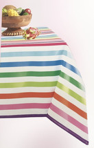 Trina Turk Oblong Tablecloth 60x84&quot; Modern Stripes Indoor Outdoor Rainbow Pride - £32.90 GBP