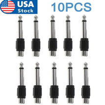 10 Packs Rca Female Jack To 6.35Mm 1/4" Male Mono Plug Audio Adapter Connector - £13.58 GBP