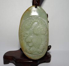 LJ 3&quot; China Certified Nature Nephrite Hetian Jade Tiger Amulet Hand Carv... - £39.41 GBP