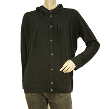 Crossley Black Cotton Button Front Hooded Cardigan Cardi Jacket size XS - $84.15