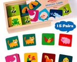 Matching Memory Game For Kids 3 And Up - 30Pcs Cute Animal Wooden Memory... - $23.99