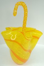 Vintage Hand Blown Yellow Orange Upside Down Umbrella Bowl - 10-11&quot; - £38.55 GBP