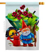 Garden Gnome - Impressions Decorative House Flag H192457-BO - £29.55 GBP
