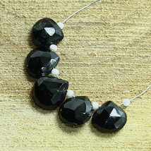 Black Spinel Faceted Heart Beads Briolette Natural Loose Gemstone Making Jewelry - £4.03 GBP