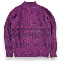 Vintage Cattivo Speckled Pink Cable Knit Wool Sweater Retro Colorful Mock Neck - $34.60