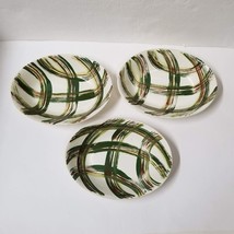 3 Bowls Rio by Stetson Heather Plaid Green Brown Oval Bowls Vintage Set - £16.52 GBP