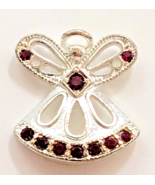Guardian Angel Red Rhinestones Silver Tone Openwork Religious Fashion Je... - €11,15 EUR