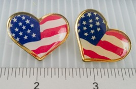 American Flag Heart Pins Lot of 2 (g10) - £11.62 GBP