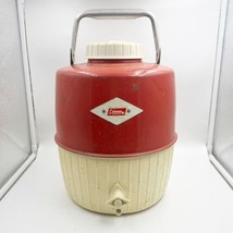 Vintage Coleman 2 Gallon Red White Water Cooler Jug Dispenser w/ Lid Diamond - £31.46 GBP