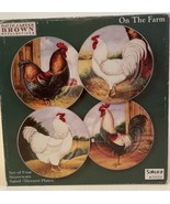 Rooster Set Of 4 Salad / Dessert Plates 8” David Carter Brown On The Far... - $23.74